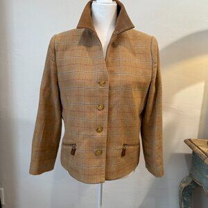 Worth Brown Plaid Long Sleeves Blazer